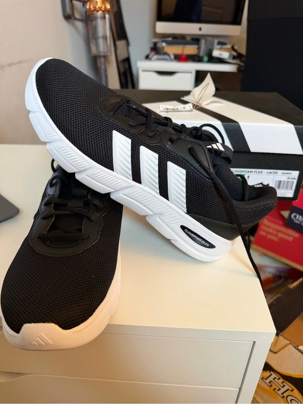 adidas Men’s Black and White Athletic Sneakers